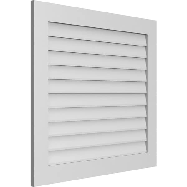 Vertical Surface Mount PVC Gable Vent: Non-Functional, W/3-1/2W X 1H, Standard Frame, 38W X 34H